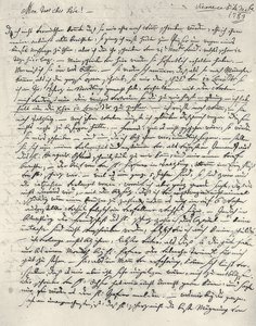 Wolfgang Amadeus Mozart (1756-1791) østerriksk komponist. Håndskrevet brev til faren. Wien 6. desember 1783