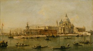 Venezia: Dogana og Santa Maria della Salute. av Workshop of Francesco Guardi