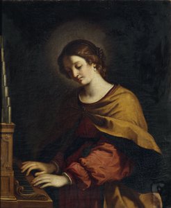 Hellige Cecilia som organist av Workshop of Guercino