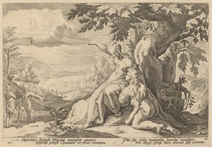 Clymene oppfordrer Phaeton til å finne Helios av Workshop of Hendrick Goltzius, after Hendrick Goltzius