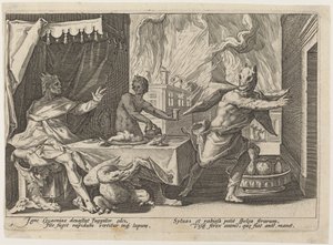 Lycaon endret seg til en ulv av Workshop of Hendrick Goltzius, after Hendrick Goltzius