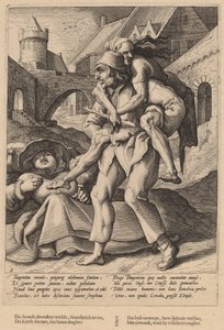 Fattigdom er lettere å bære enn luksus av Workshop of Hendrick Goltzius, after Karel van Mander I