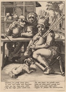 Sekkepipen må fylles av Workshop of Hendrick Goltzius, after Karel van Mander I