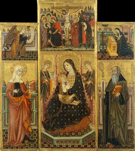 Altertavle av jomfruen som suger barnet, Saint Clare og Saint Anthony the Abbott av Workshop of Llorenç Saragossa