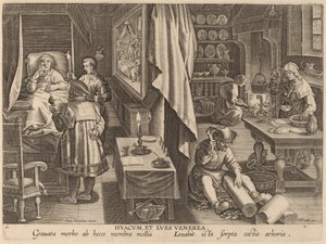 Guaiacum og venerisk infeksjon av Workshop of Philip Galle after Jan van der Straet