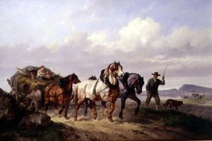 Et lag med trekkhester (olje på lerret)