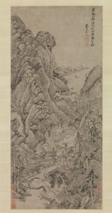 Reisende blant bekker og fjell, trolig 1670-tallet. av Wu Li