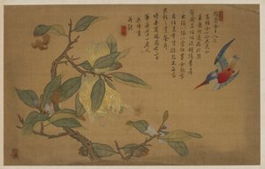 Fugl, frukt og blomster