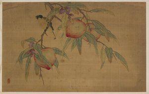 Fugl, frukt og blomster, Qing-dynastiet, 1741.