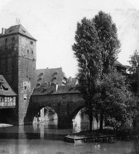 Henkersteg The Hangmans Bridge, Nürnberg, Bayern, Tyskland, ca 1900-tallet.