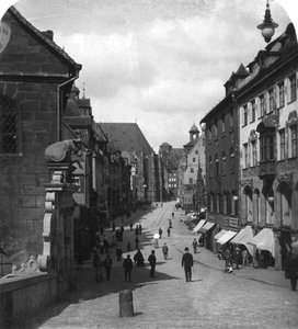 Fleischbrucke Meat Bridge, Nürnberg, Tyskland, ca 1900-tallet.
