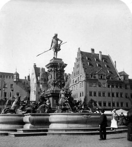 Neptunfontenen, Nürnberg, Tyskland, ca 1900-tallet.