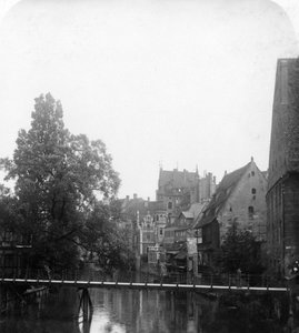 Pegnitz-elven, Nürnberg, Tyskland, ca 1900-tallet.
