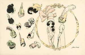 Damehattemote (farge litho) av Xavier Sager