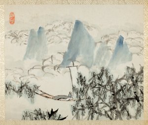 Landscape with Figure, fra et album med Landscapes and Calligraphy for Liu Songfu