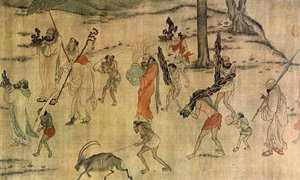 Vassal bringer sine hyllester til Tang-domstolen, ca. 600-673 (blekk og farge på silke) av Yan Liben (attr. to)