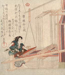Hataori-veving, c1829. av Yanagawa Shigenobu