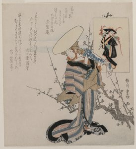 Kvinne ved et plommetre matchet med Wisteria Maiden (fra en serie kvinner sammenlignet med figurer fra Otsu-malerier)