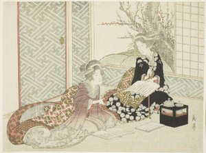 To kvinner som leser av Yashima Gakutei