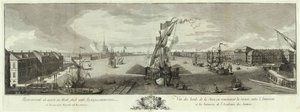 Utsikt over Neva nedstrøms fra Admiralty and Academy of Sciences Book til 50-årsjubileet for St Petersburg, 1753 av Yefim Grigoryevich Vinogradov