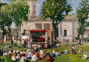 Samarbeidsdagen i en landsby, 1926 av Yefim Mikhailovich Tcheptsov