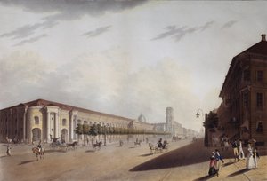 The Great Gostiny Dvor Merchant Yard i St Petersburg, 1820-årene av Yermolai Ivanovich Yesakov