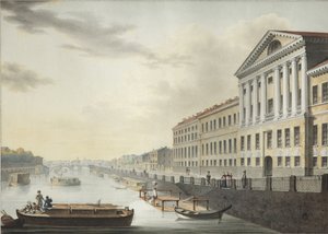 Utsikt over Fontanka-elven fra Izmailovsky-broen, 1820-1823 av Yermolai Ivanovich Yesakov