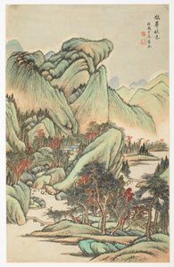 Autumnal Color Among Mount Quan og Mount Hua, fra et album med 12 blader