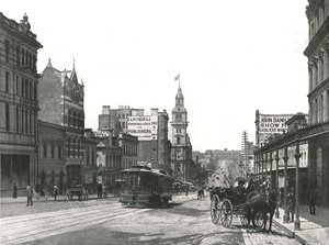 Bourke Street ser østover, Melbourne, Australia, 1895. av York and Son