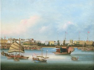 The Hongs at Canton, ca. 1855 (olje) av You Qua