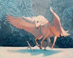Pegasus, 2024 (olje på lerret) av Yue Zeng