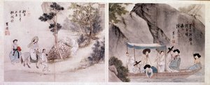 Art coreen: tur- og båtscene. Trykk av Sin Yun Bok (eller Hyewon) (født 1758). 18. århundre. av Yun bok Sin