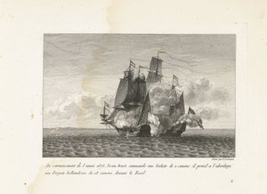 Jan Bart verovert een Hollands fregat ved Texel, 1675 På begynnelsen av året 1675 kommanderer Jean-Bart en Galiote på 2 kanoner: han gikk om bord i en nederlandsk fregatt på 18 kanoner, foran Texel (tittel på objekt) Samling av kampene til Jean-B