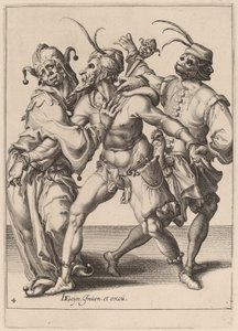Tre dansende mummere, inkludert en narr