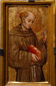 Saint Francois of Assisi (Saint Francis) Maleri av Zanino di Pietro (1389-1448) 1415 Dim 14x7 cm Assisi, Museum of the Treasury of the Basilica of San Francesco. Perkins College av Zanino di Pietro