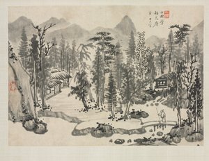 Landskapsalbum i forskjellige stiler: Landskap etter Wu Zhen