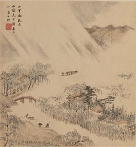 Elvelandskap, trolig 1666 av Zha Shibiao