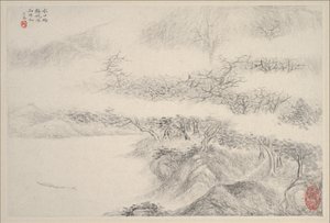 Landskap, datert 1644. av Zhang Feng