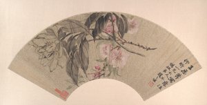 Peach Blossoms and Peony, ca. 1860. av Zhao Zhiqian