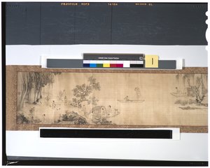 Life of Fishermen Along the River, 1700-tallet (blekk og farge på silke, handscroll) av Zhou Shanguan