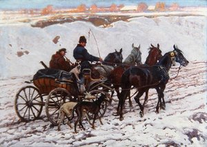 Hestevogn (olje på lerret) av Zygmunt Rozwadowski