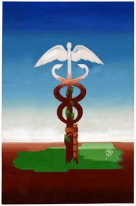 En caduceus, ca 1930 av . .