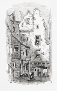 En gammel nærhet, Canongate, Edinburgh, Skottland av . .