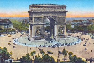Arc de Triomphe, fra 'Souvenirs De Paris - Monuments Views in Colors' (farge litho) av Hippolyte Lalaise Devéria
