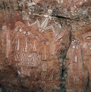 Australia, Northern Territory, Arnhem Land, Kakadu National Park, Nourlangie Rock, Aboriginal bergmalerier