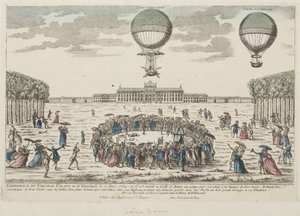Blanchards første oppstigning i en ballong, 2. mars 1784 av Frederick (attr. to) Barnard