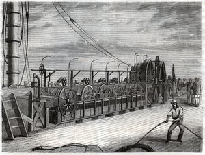 Kabeltelegrafikk sous marin. Telegrafisk undersjøisk kabel. av Frederick (attr. to) Barnard