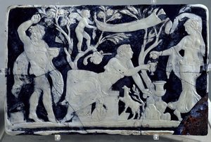 Cameo som skildrer toalettet til Venus, med en ledsager og Dionysus (glass) av Hippolyte Lalaise Devéria