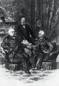 Konferanse mellom Otto von Bismarck (1815-1898) og Francesco Crispi (1819-1901) i Friedrichsruhe, oktober 1887, Tyskland av William Walcutt