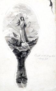 Design for en speilbakside med Venus i skallet hennes, ca 1870-1875 av Frederick (attr. to) Barnard